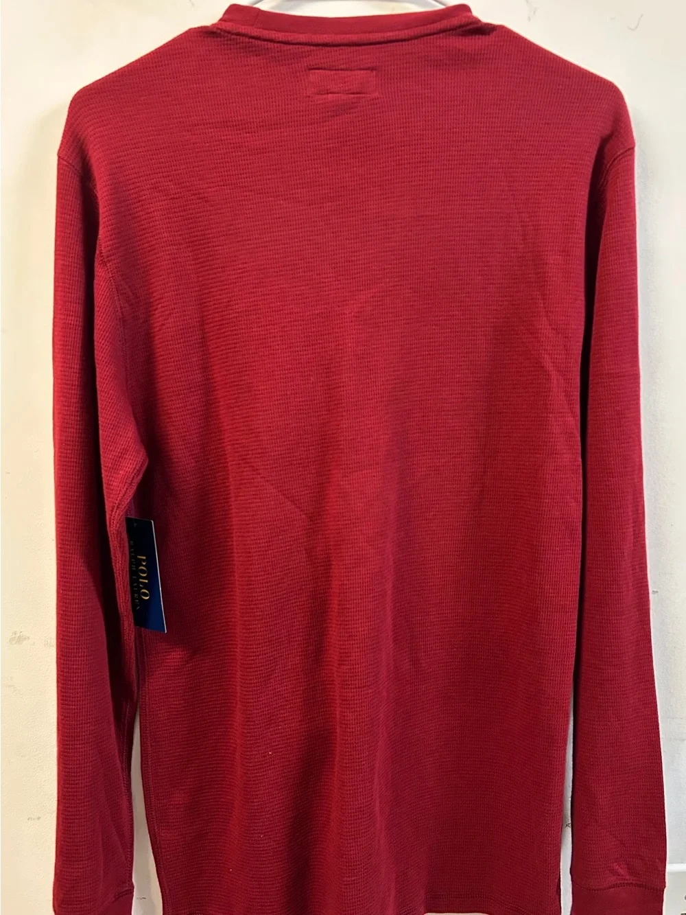 Polo by Ralph Lauren Red Long-Sleeve Waffle Crew with Logo